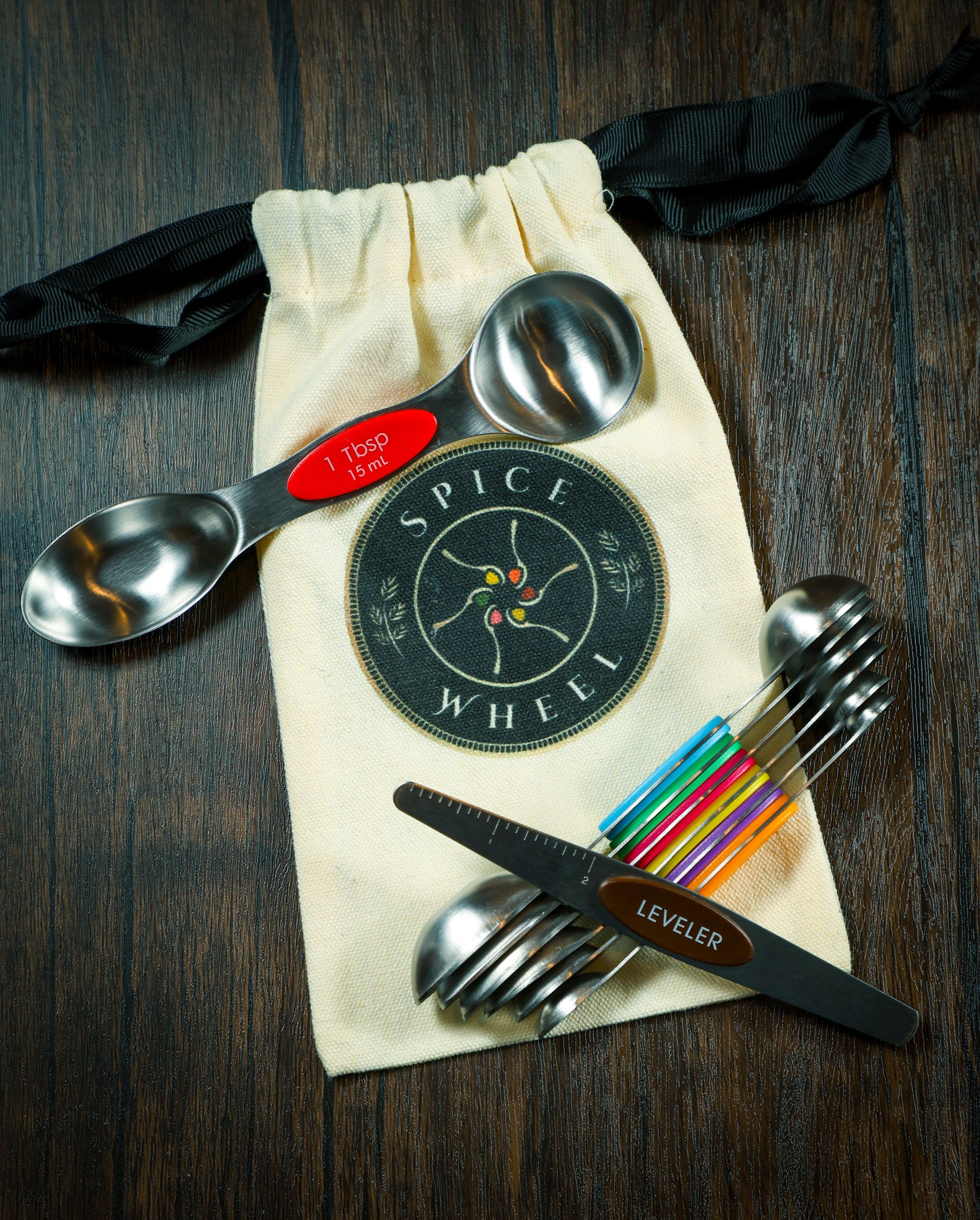Magnetic Spoons with leveler and Canvas Gift Bag