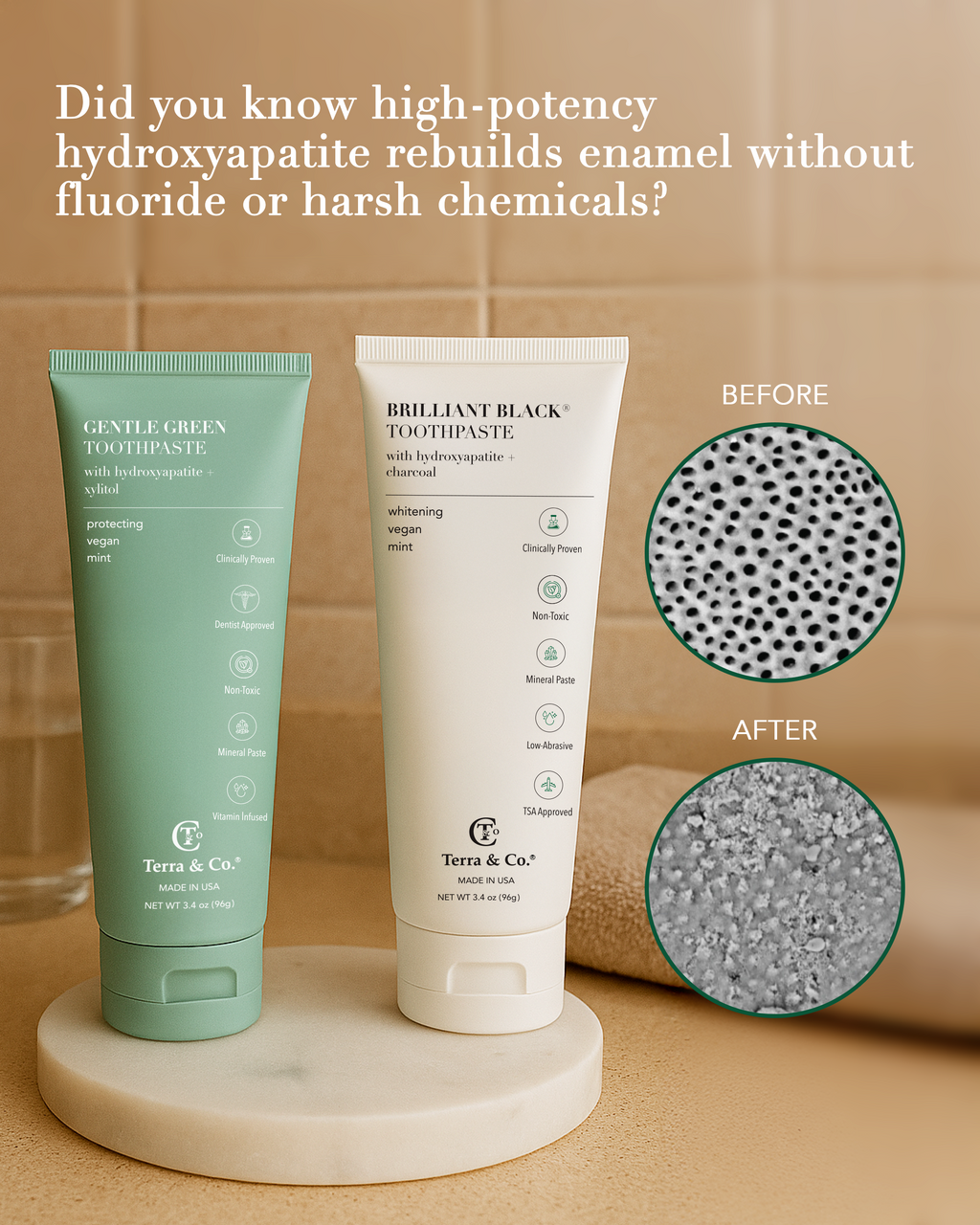 Natural Charcoal Toothpaste + Hydroxyapatite Bundle – Fluoride-Free Whitening & Remineralizing Duo