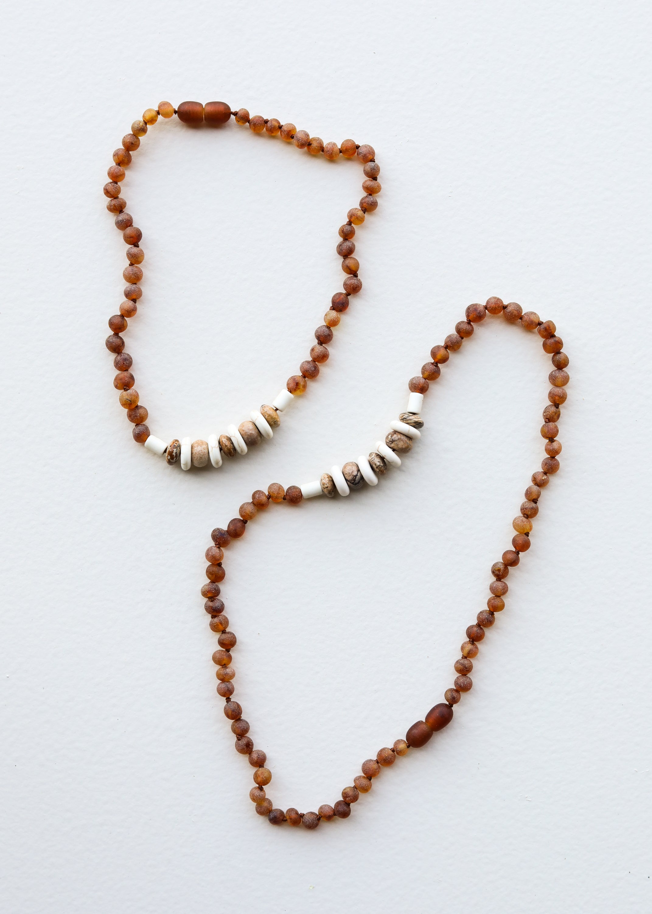 Raw Cognac Baltic Sea Amber + Natural Jasper || Necklace