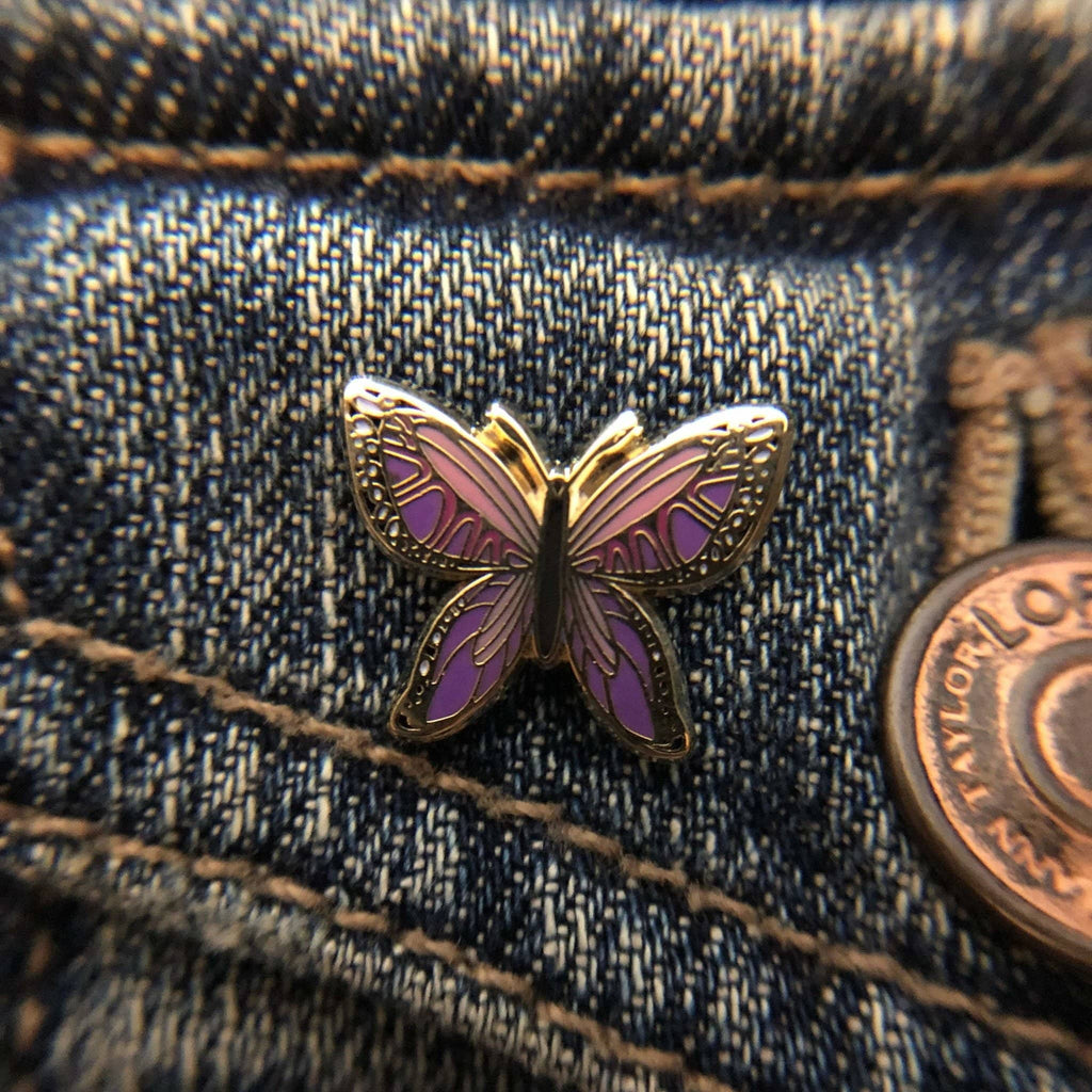 Purple & Pink Butterfly Enamel Pin – Symbol of Intuition, Love & Healing