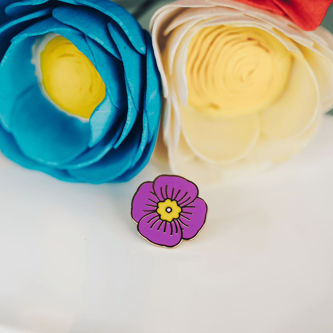 Purple Poppy Enamel Pin – Symbol of Honor, Dignity & Devotion