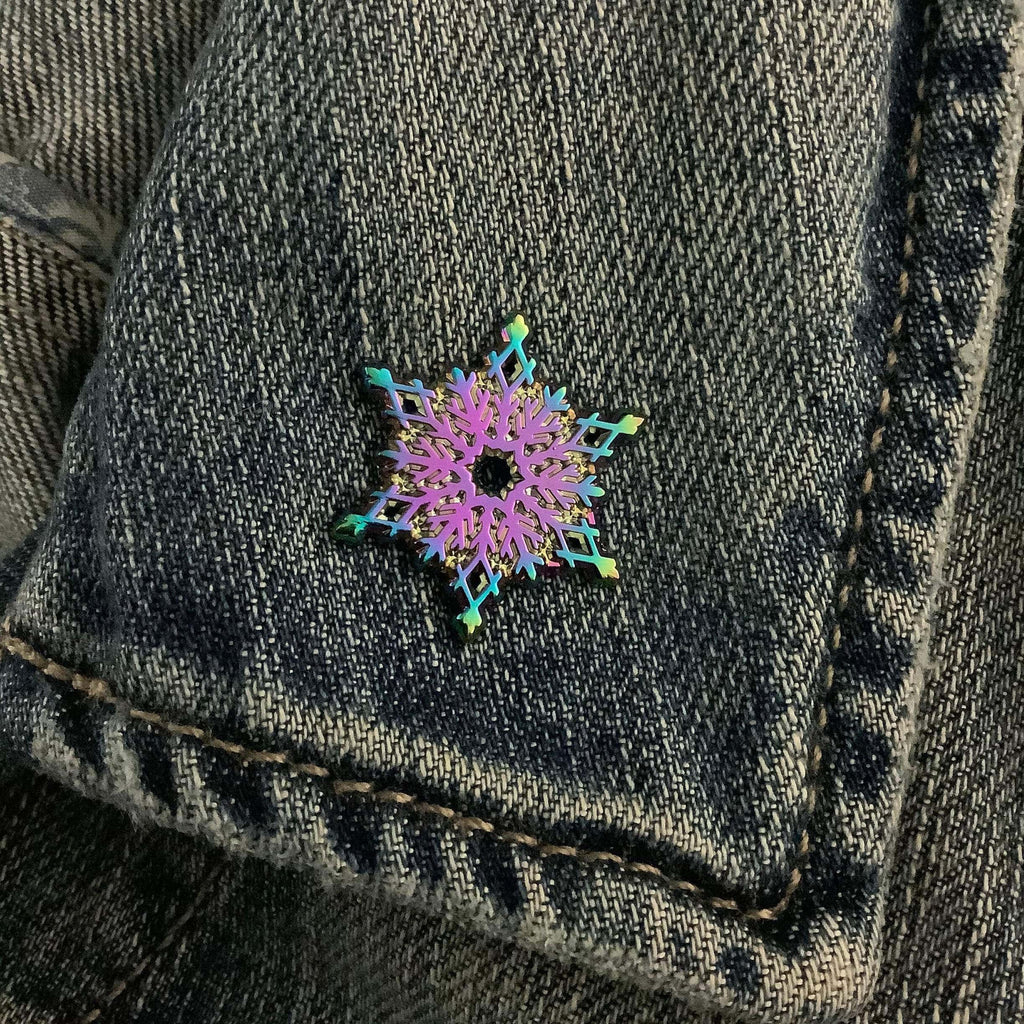 Rainbow Metal Snowflake Enamel Pin