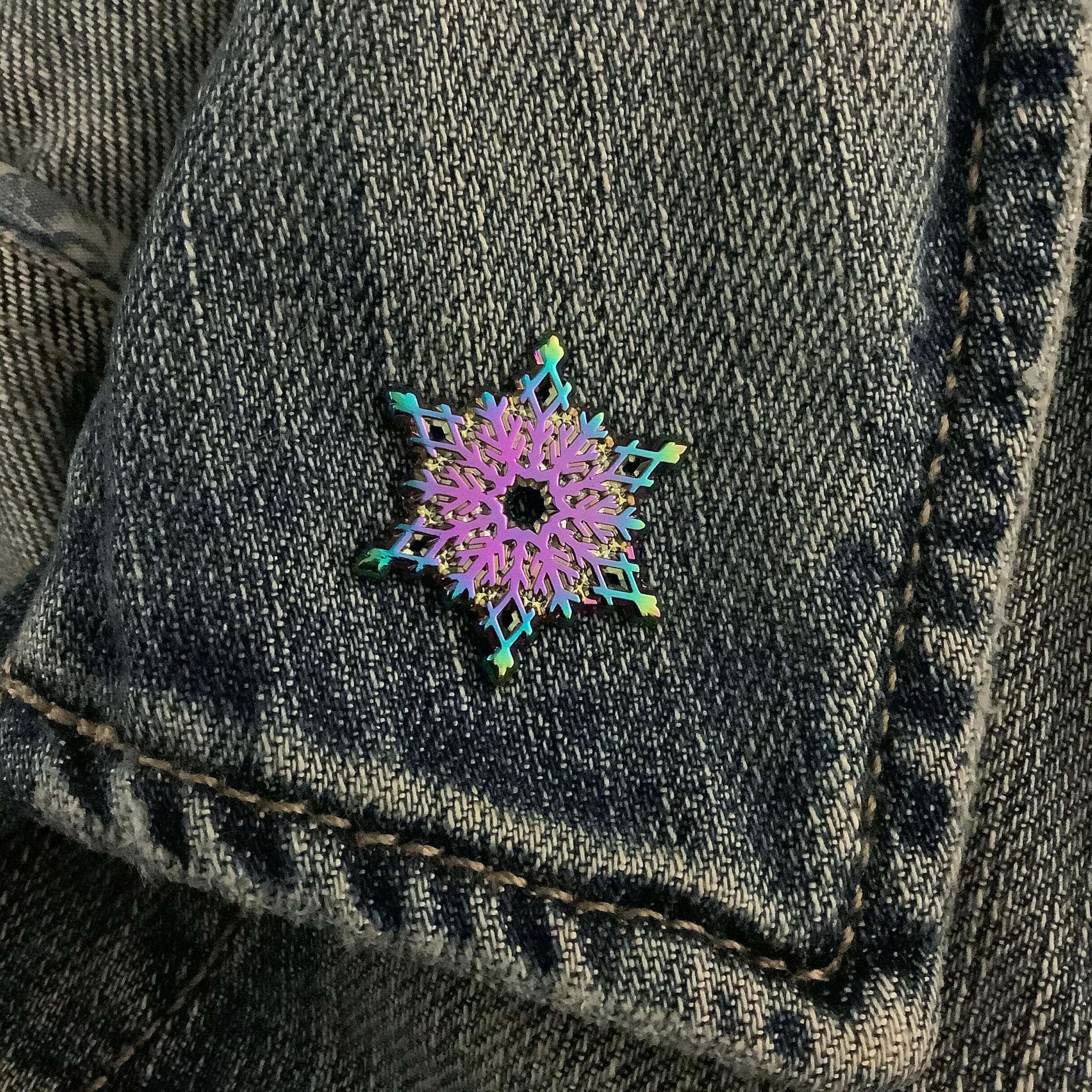 Rainbow Metal Snowflake Enamel Pin