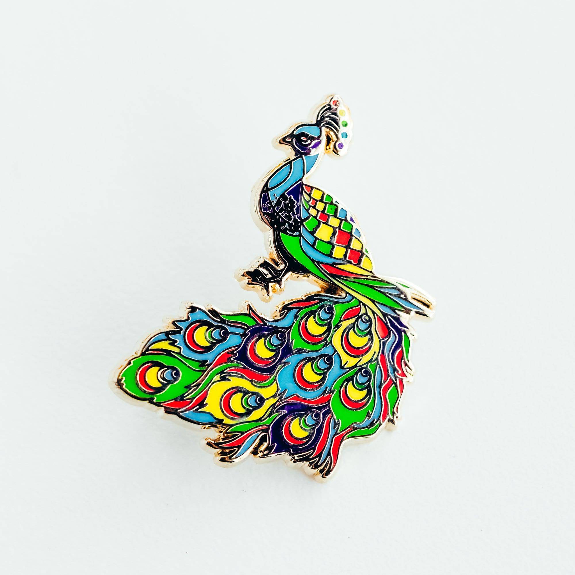 Rainbow Peacock Enamel Pin