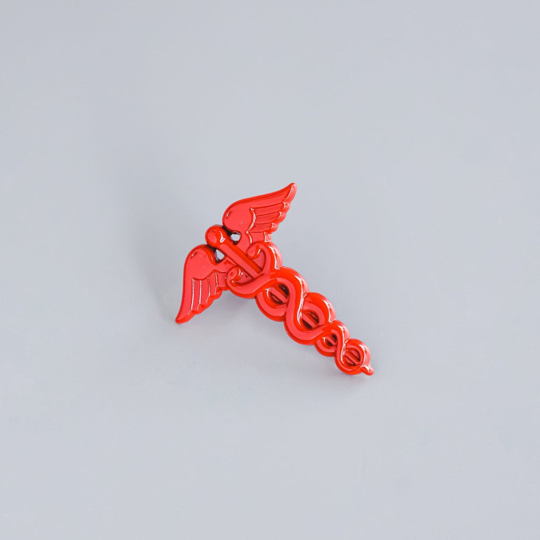 Red Caduceus Enamel Pin