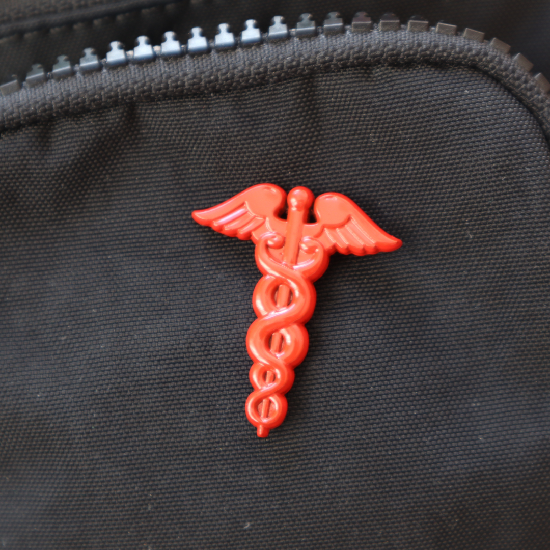 Red Caduceus Enamel Pin