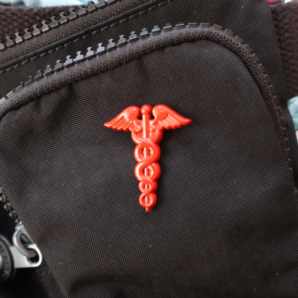 Red Caduceus Enamel Pin