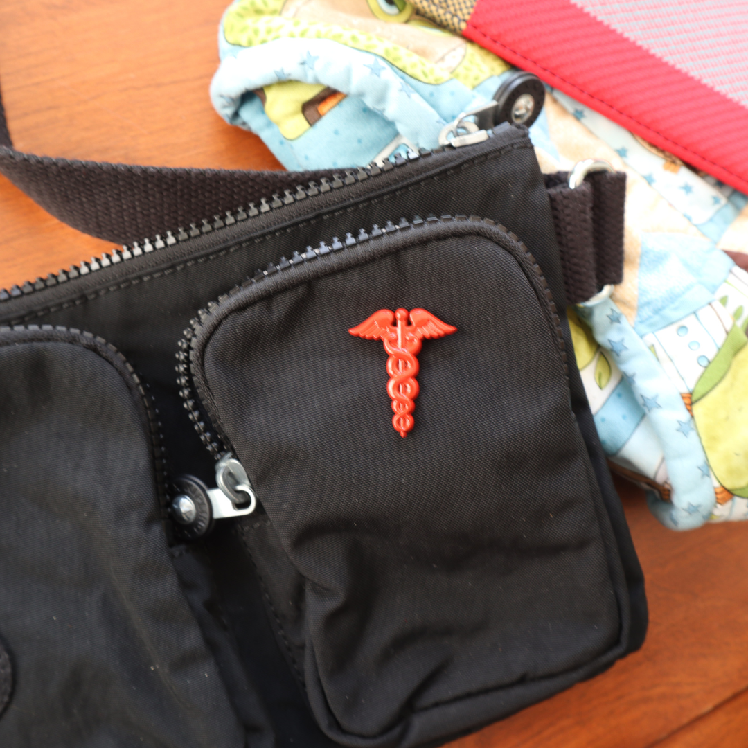 Red Caduceus Enamel Pin