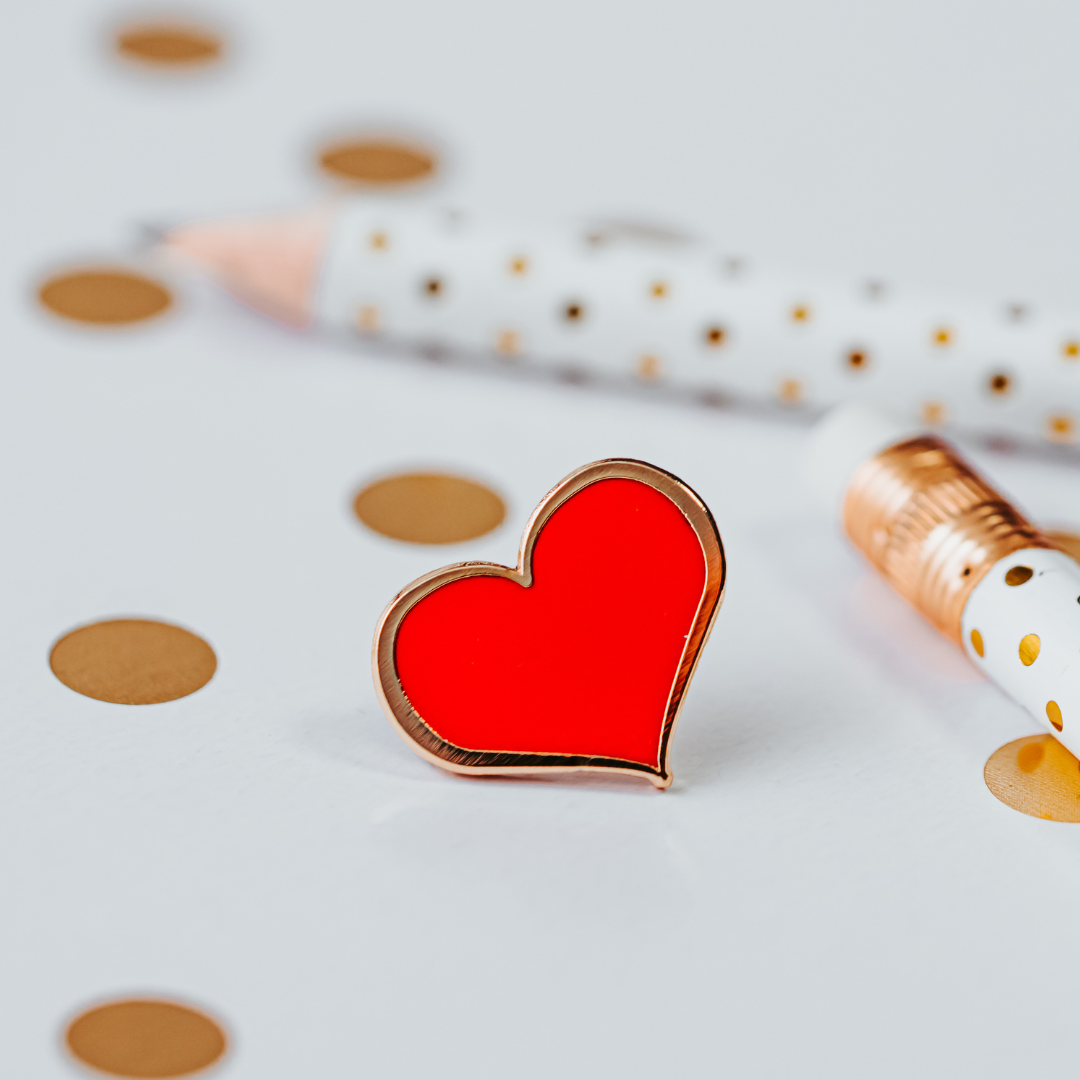 Red Heart Enamel Pin – ½-inch Subtle Accent (Also in 1, ¾ and ¼-inch)