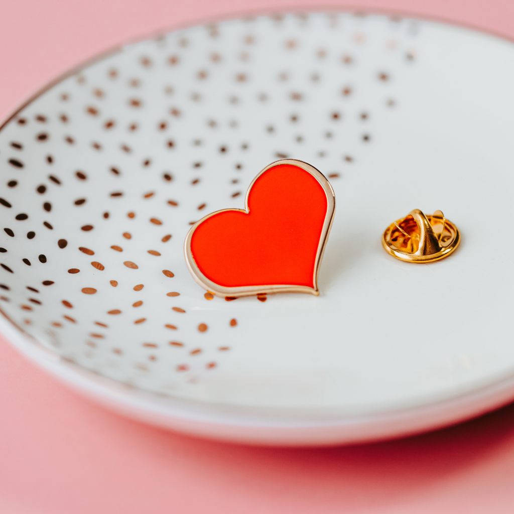 Red Heart Enamel Pin – ½-inch Subtle Accent (Also in 1, ¾ and ¼-inch)