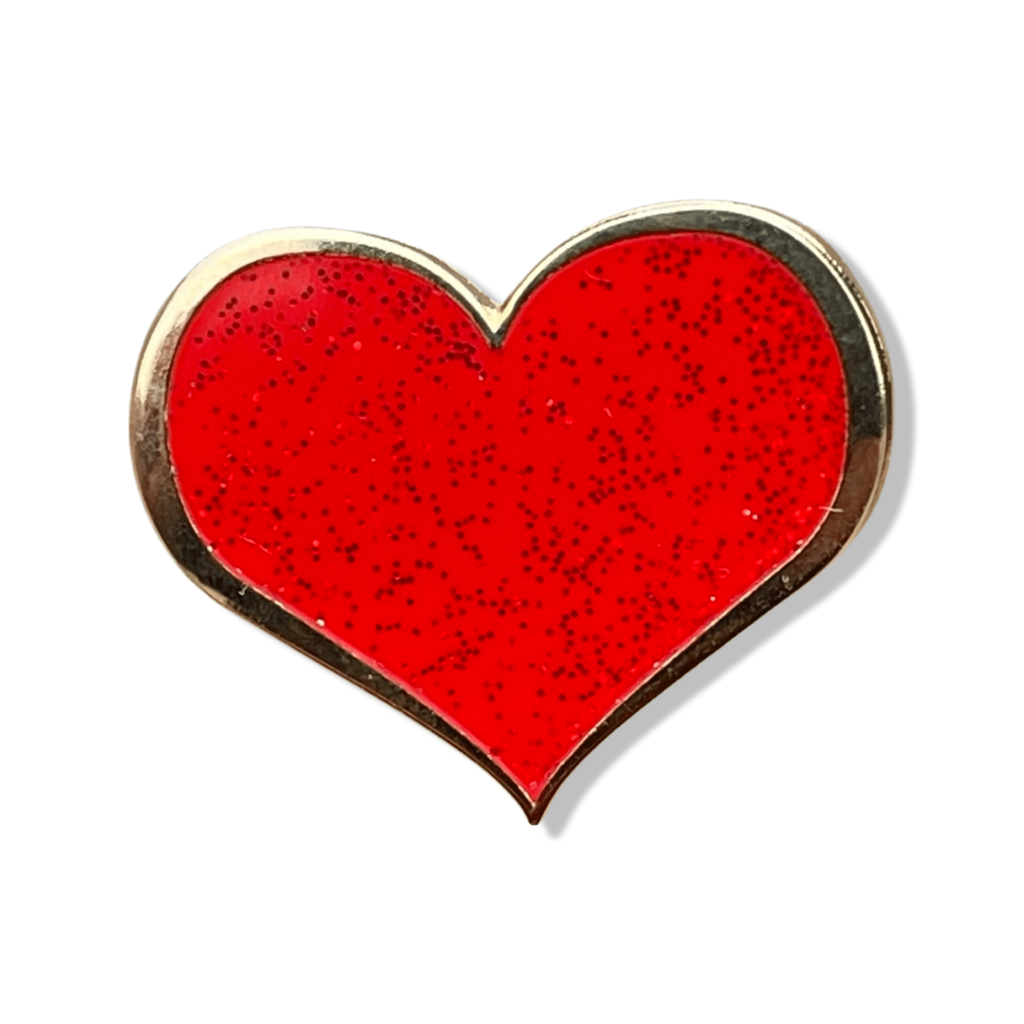 Red Heart Enamel Pin With Glitter