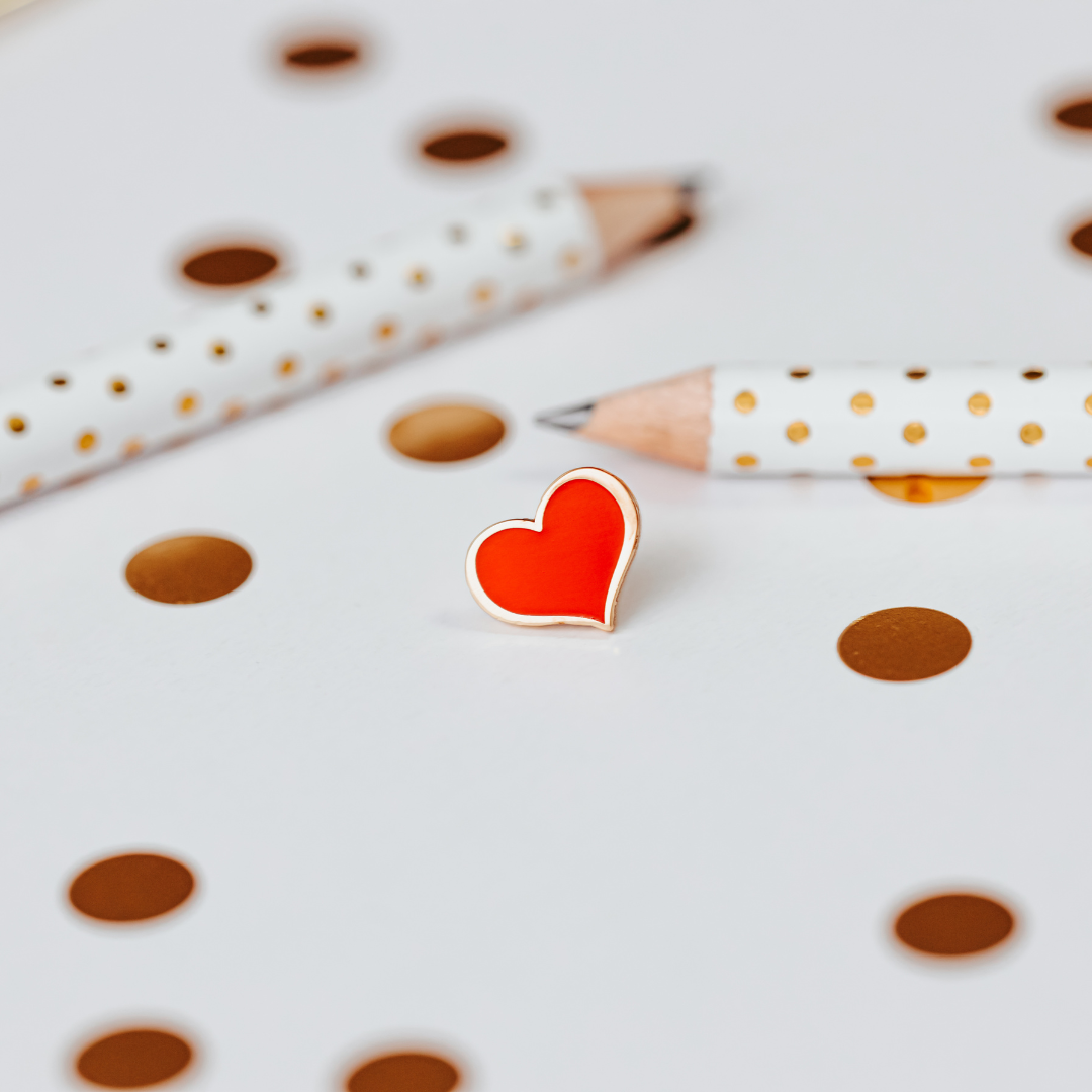 Red Heart Enamel Pin – ¼-inch Mini Size (Also in 1, ¾ and ½-inch)