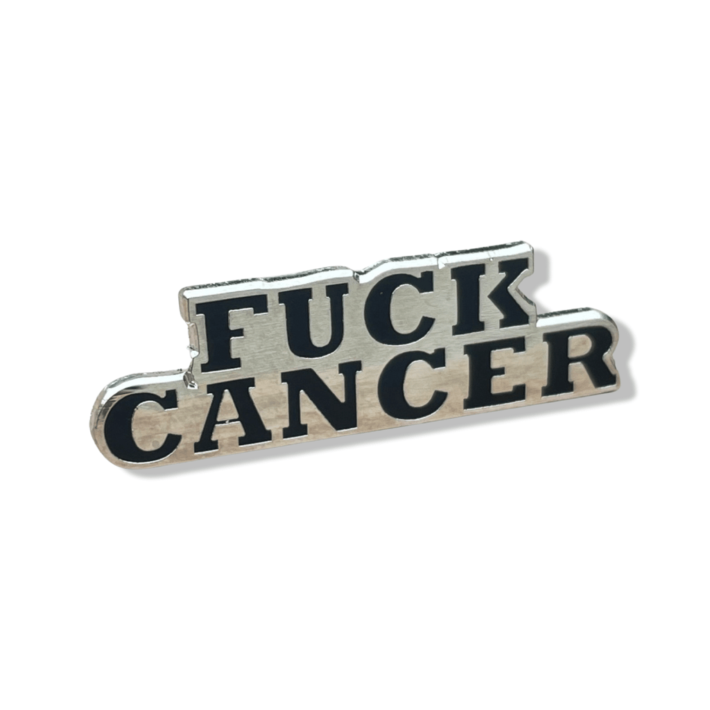Silver Fuck Cancer Enamel Pin