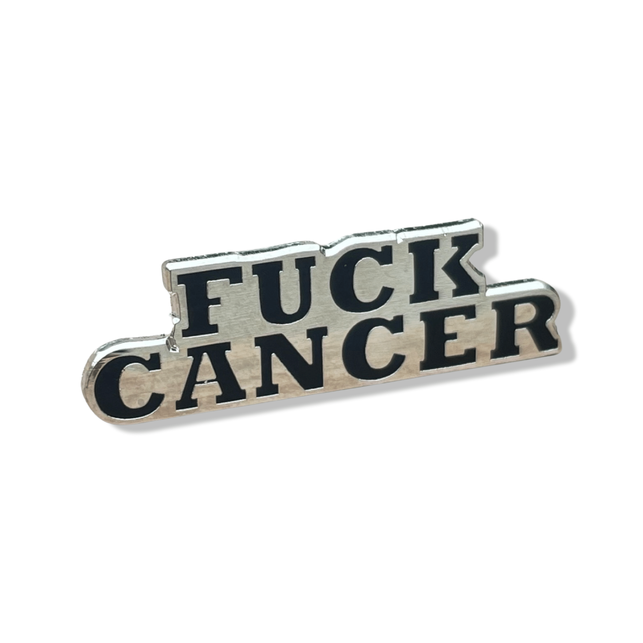 Silver Fuck Cancer Enamel Pin