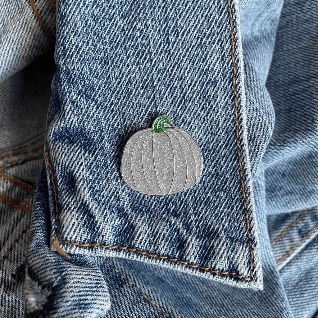 Silver Glitter Pumpkin Enamel Pin