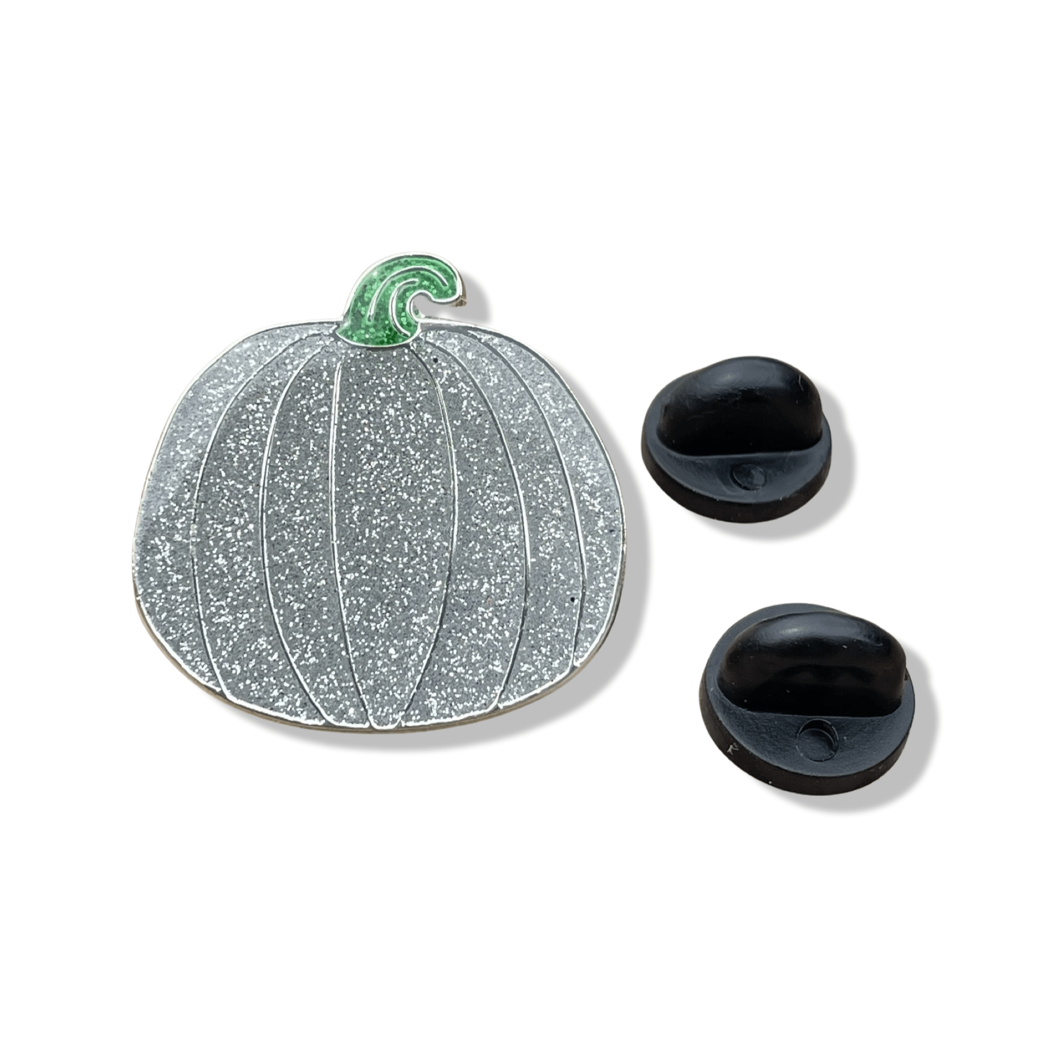 Silver Glitter Pumpkin Enamel Pin