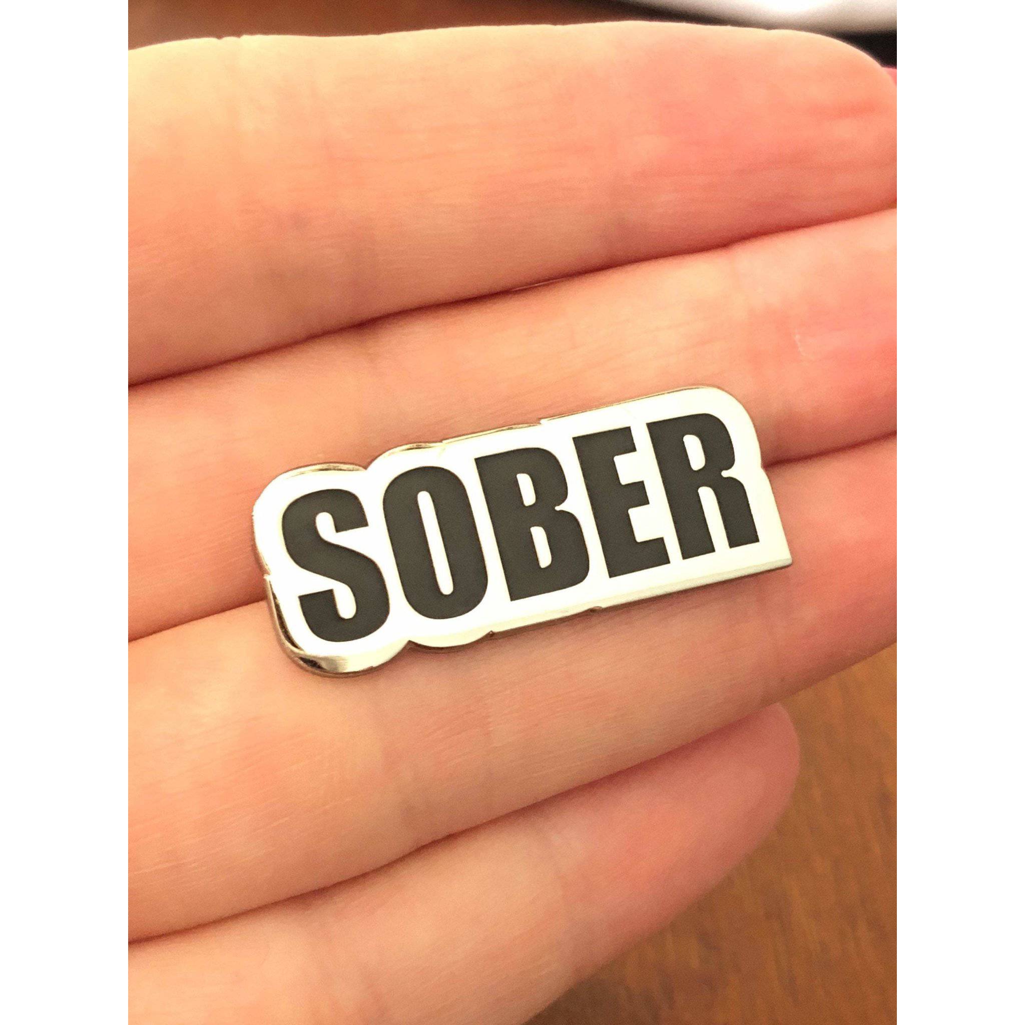 Silver Sober Enamel Pin