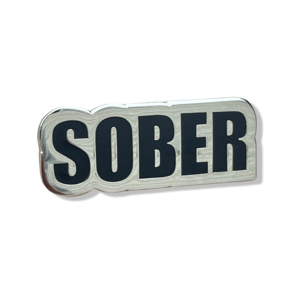 Silver Sober Enamel Pin