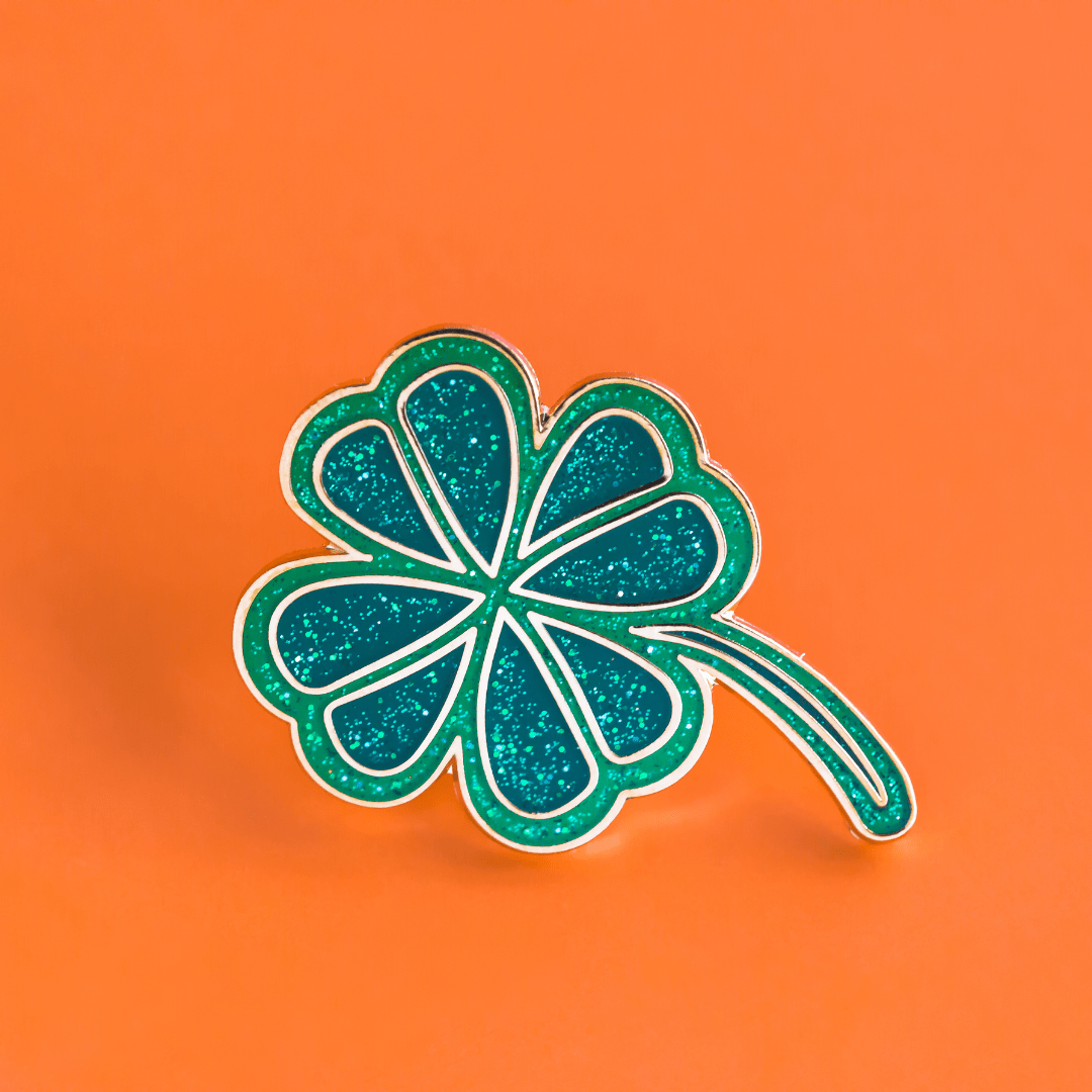 Small Glitter Shamrock Enamel Pin