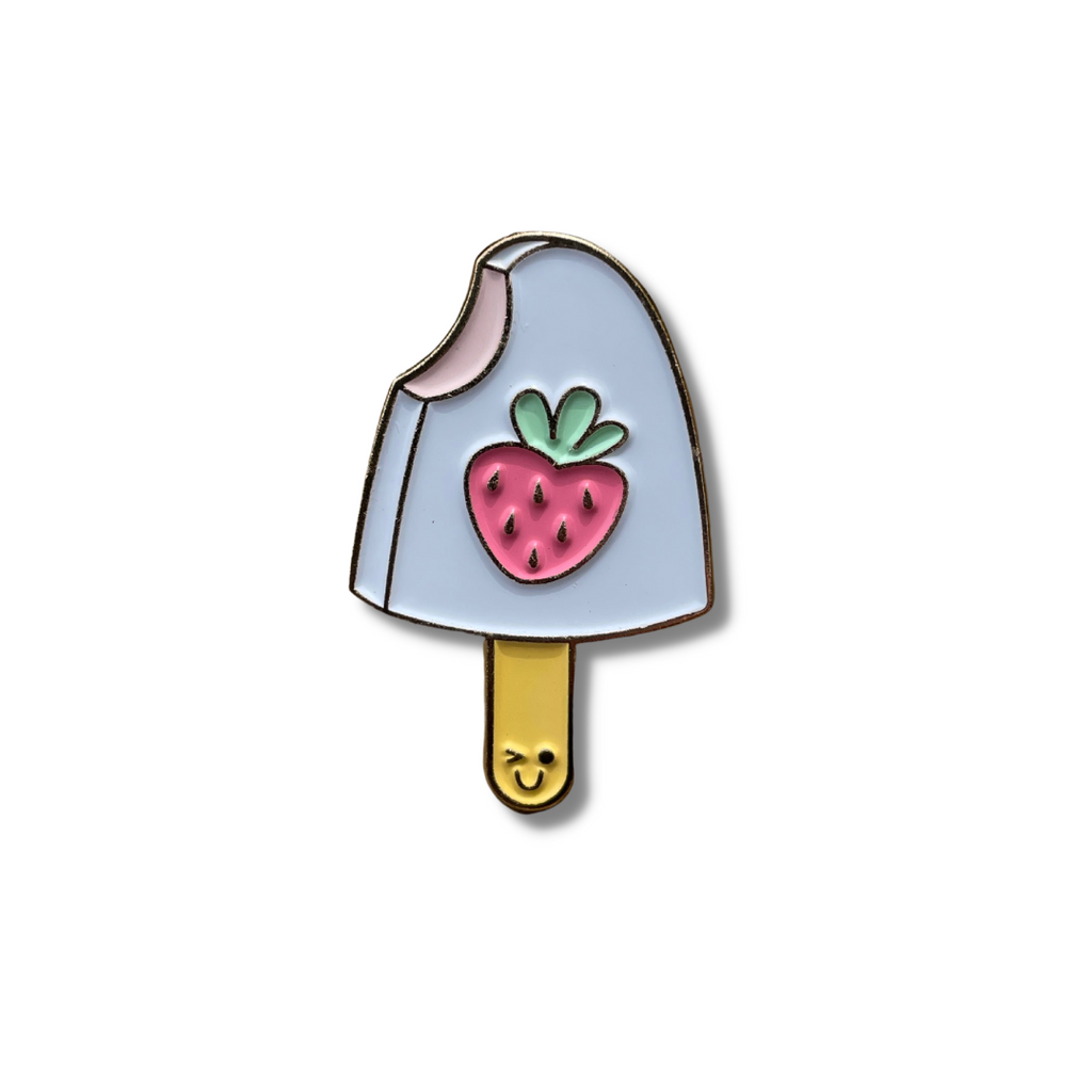 Strawberry Ice Cream Bar Enamel Pin Created by Addison, Age 11