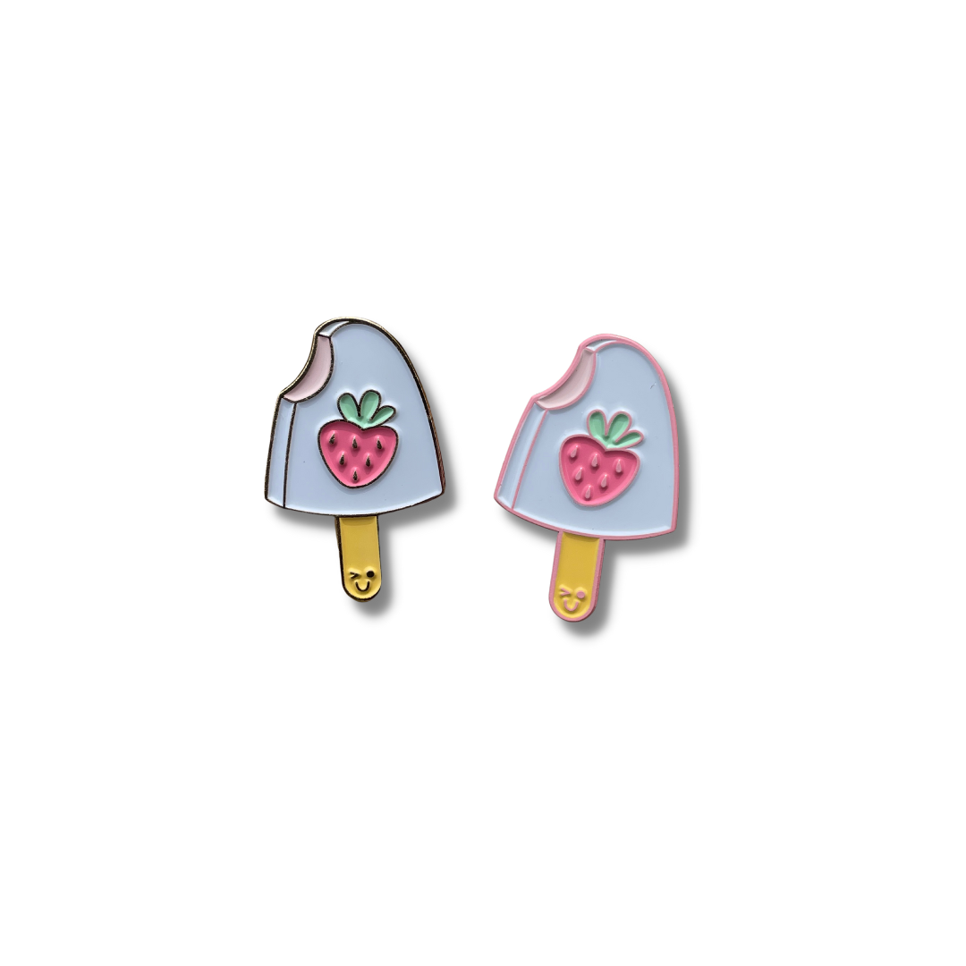 Strawberry Ice Cream Bar Enamel Pin Created by Addison, Age 11