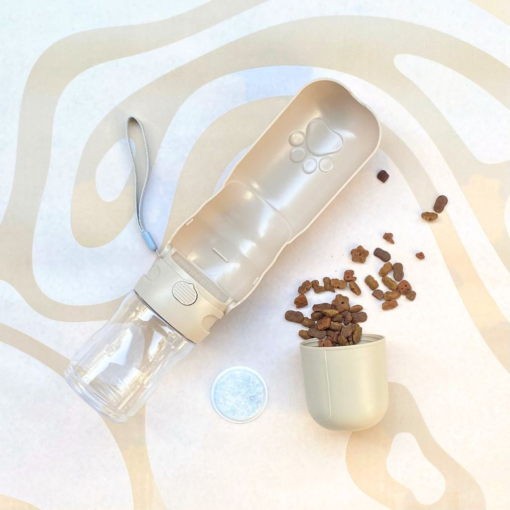 Travel Dog Water Bottle with Treat Holder – Leakproof & BPA-Free 350mL