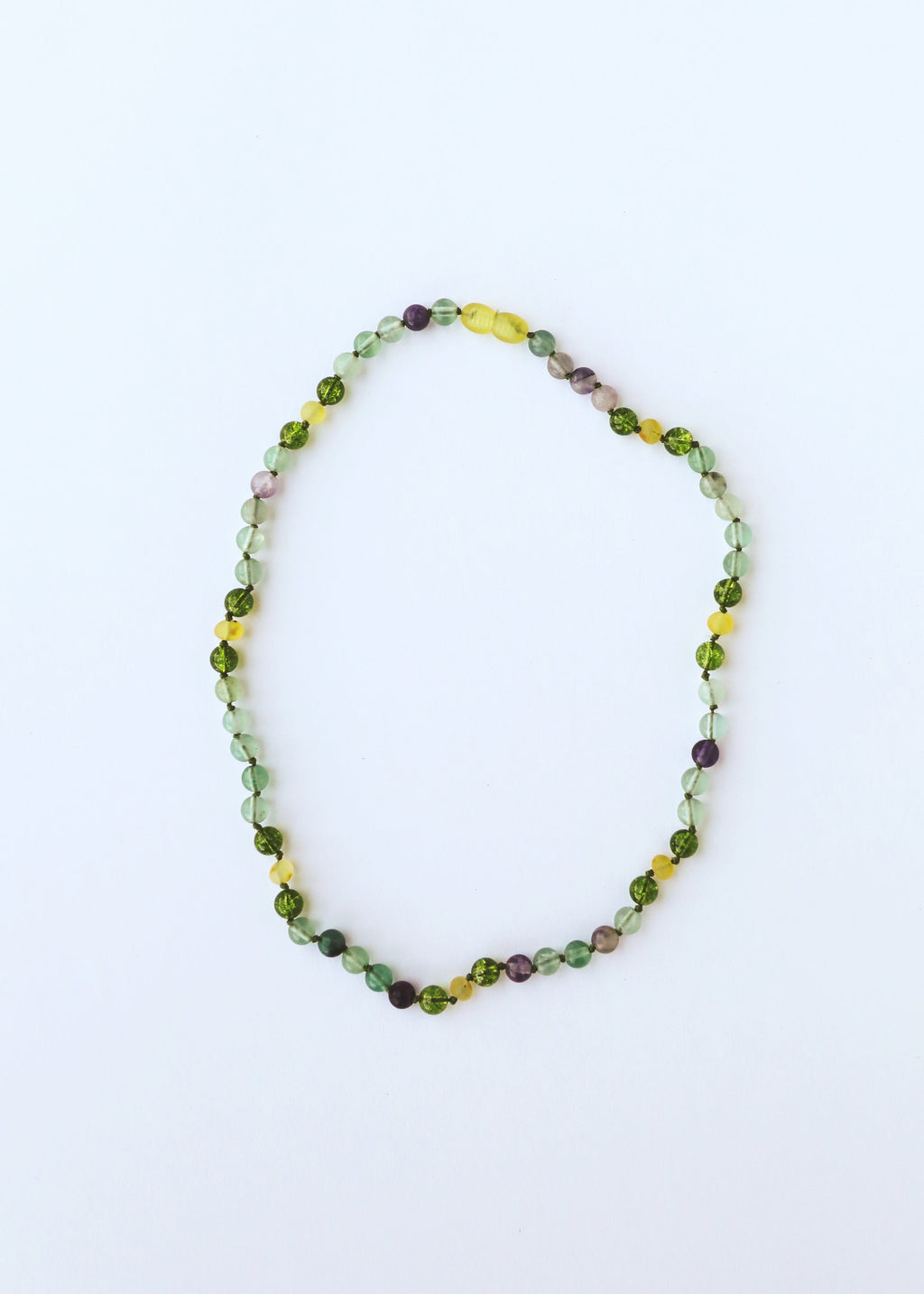 Raw Baltic Sea Amber + Fluorite + Peridot || Gemstone Necklace