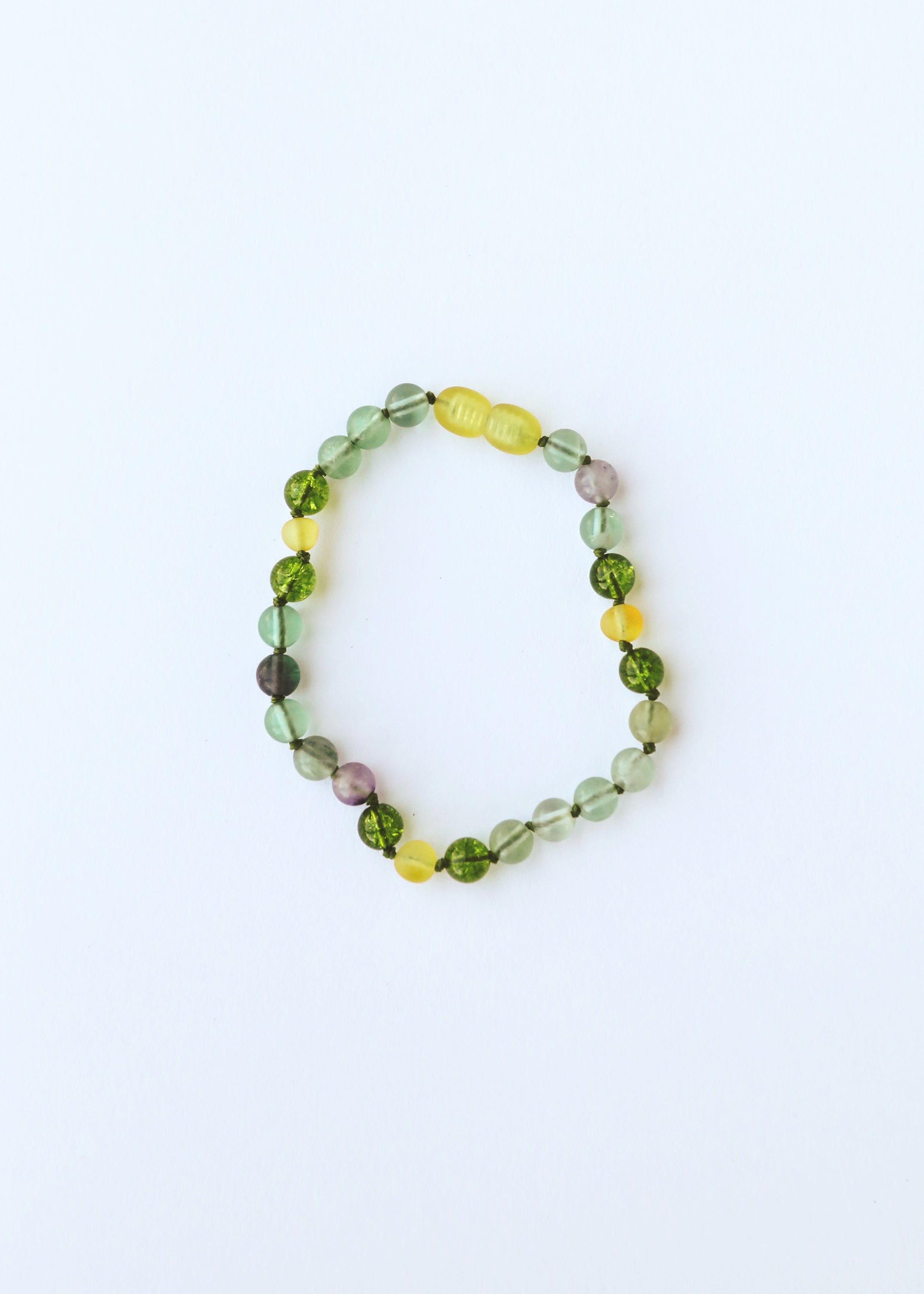Raw Baltic Sea Amber + Fluorite + Peridot || Gemstone Anklet or Bracelet