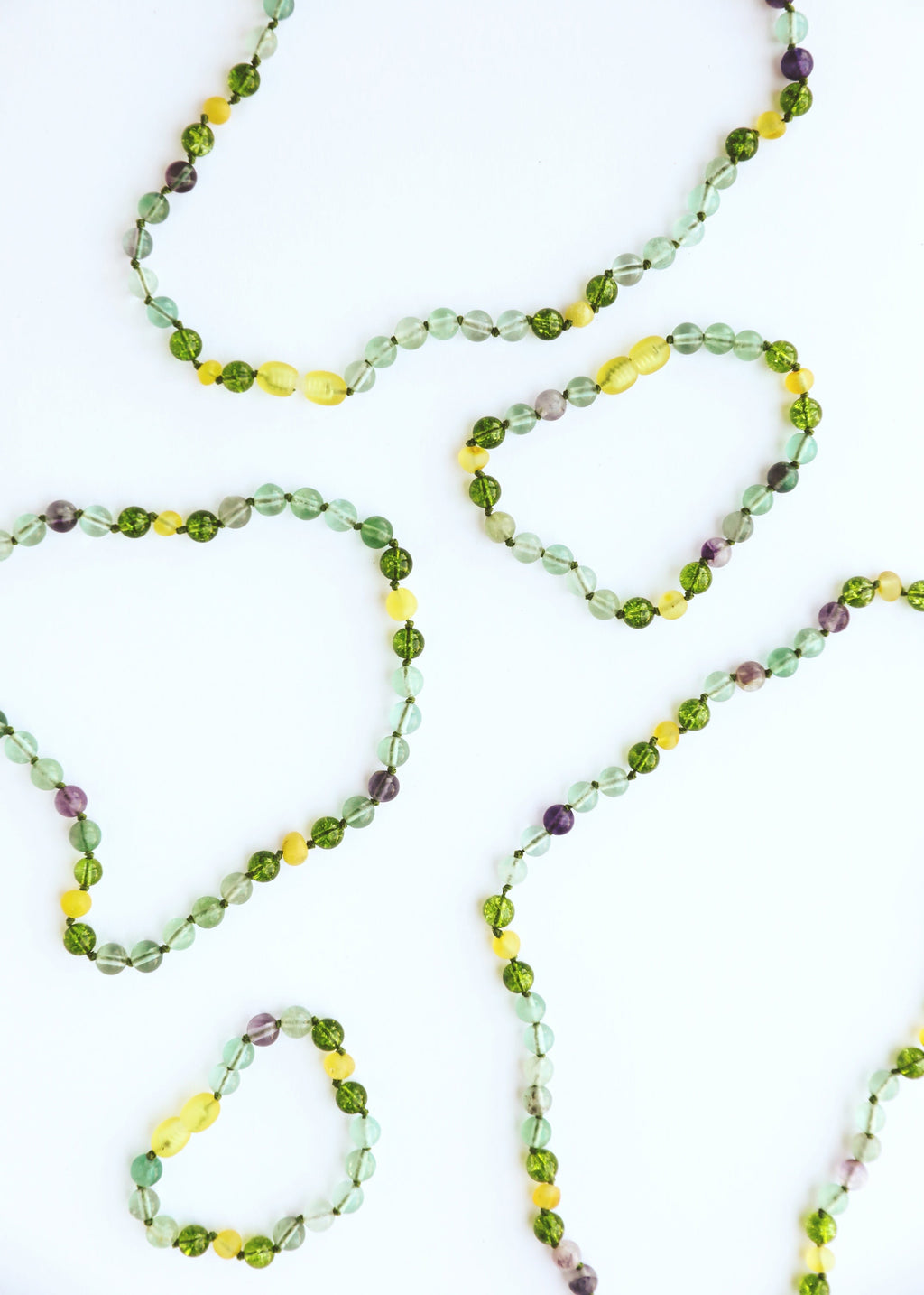 Raw Baltic Sea Amber + Fluorite + Peridot || Gemstone Necklace
