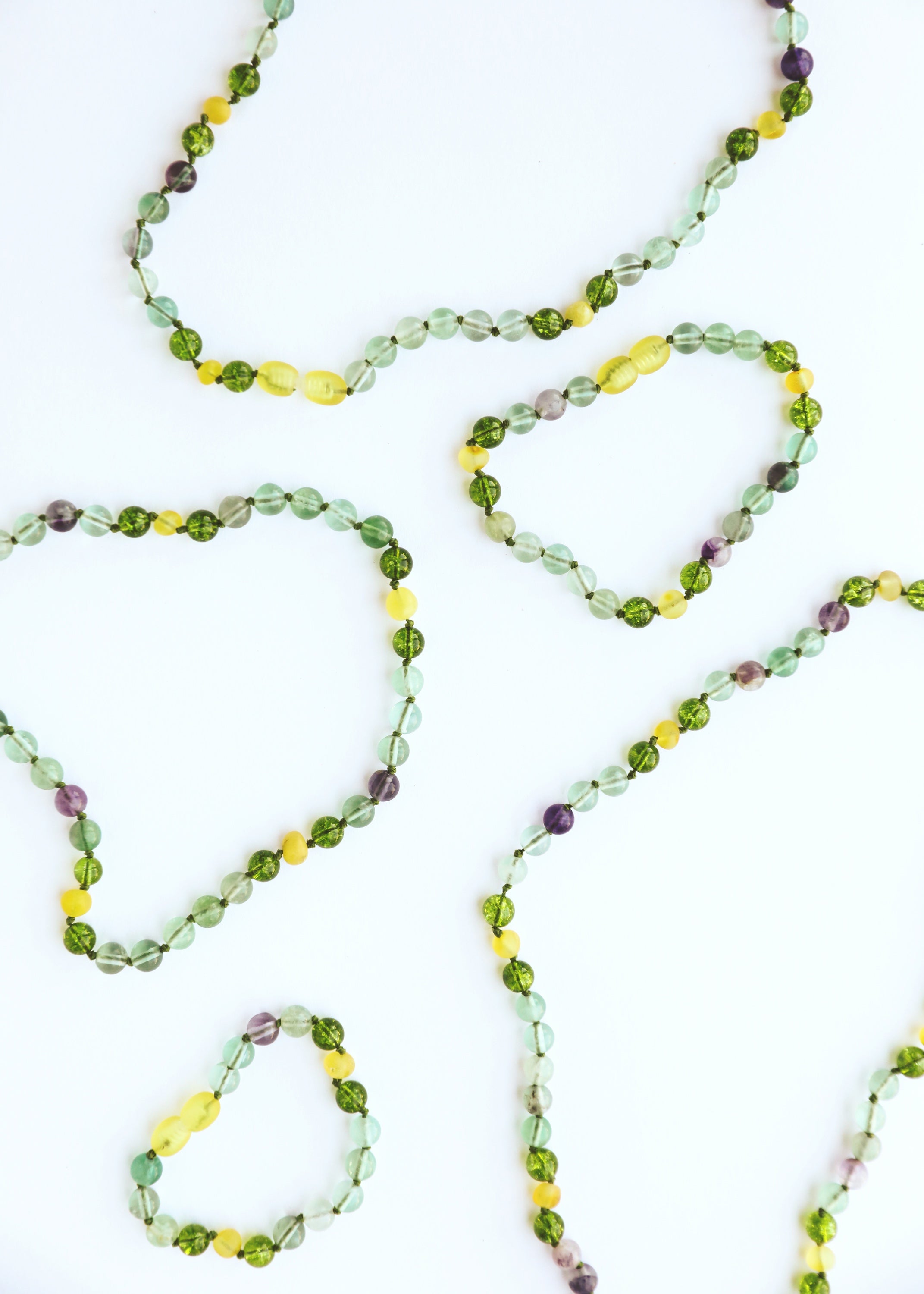 Raw Baltic Sea Amber + Fluorite + Peridot || Gemstone Necklace