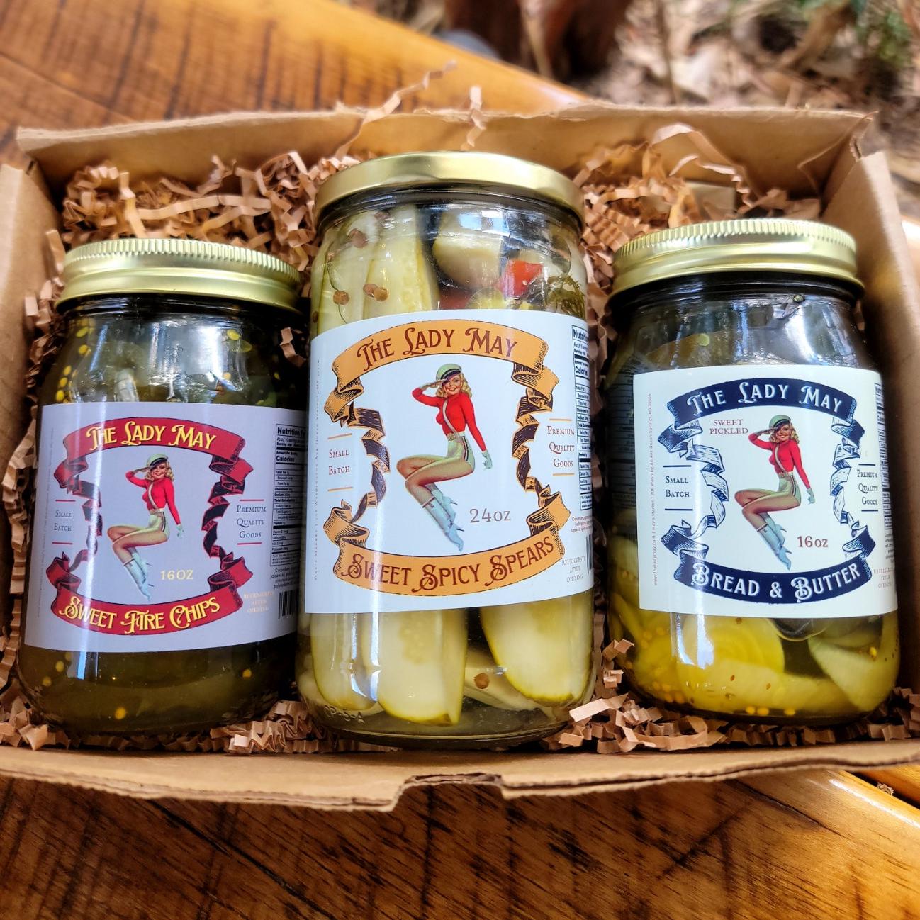 Pickle Trio 3-Pack Gift Set - Sweet & Spicy, Sweet Fire & Bread & Butter | Restaurant Made | Lady May