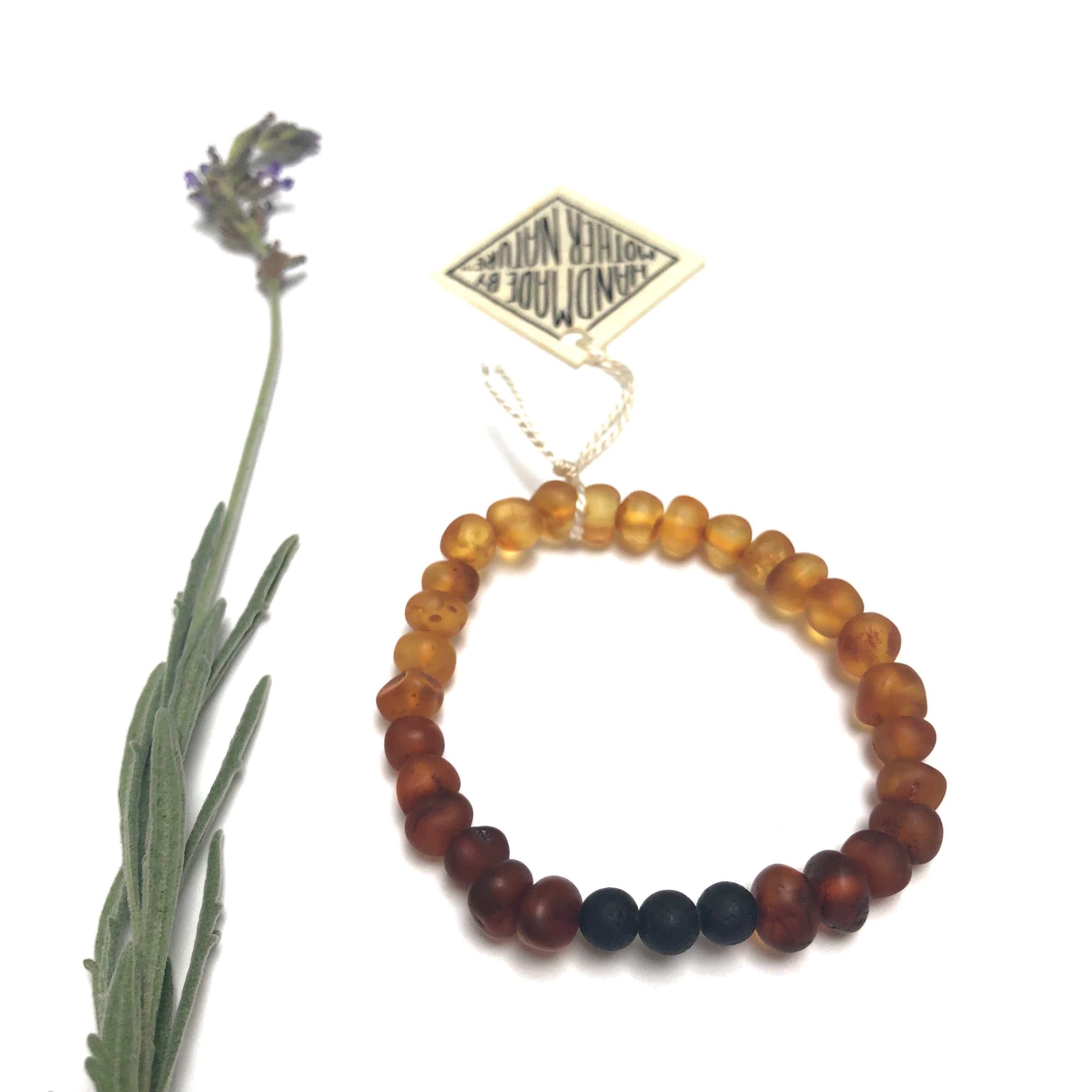 Raw Ombre Baltic Amber + Lava || Adult Bracelet