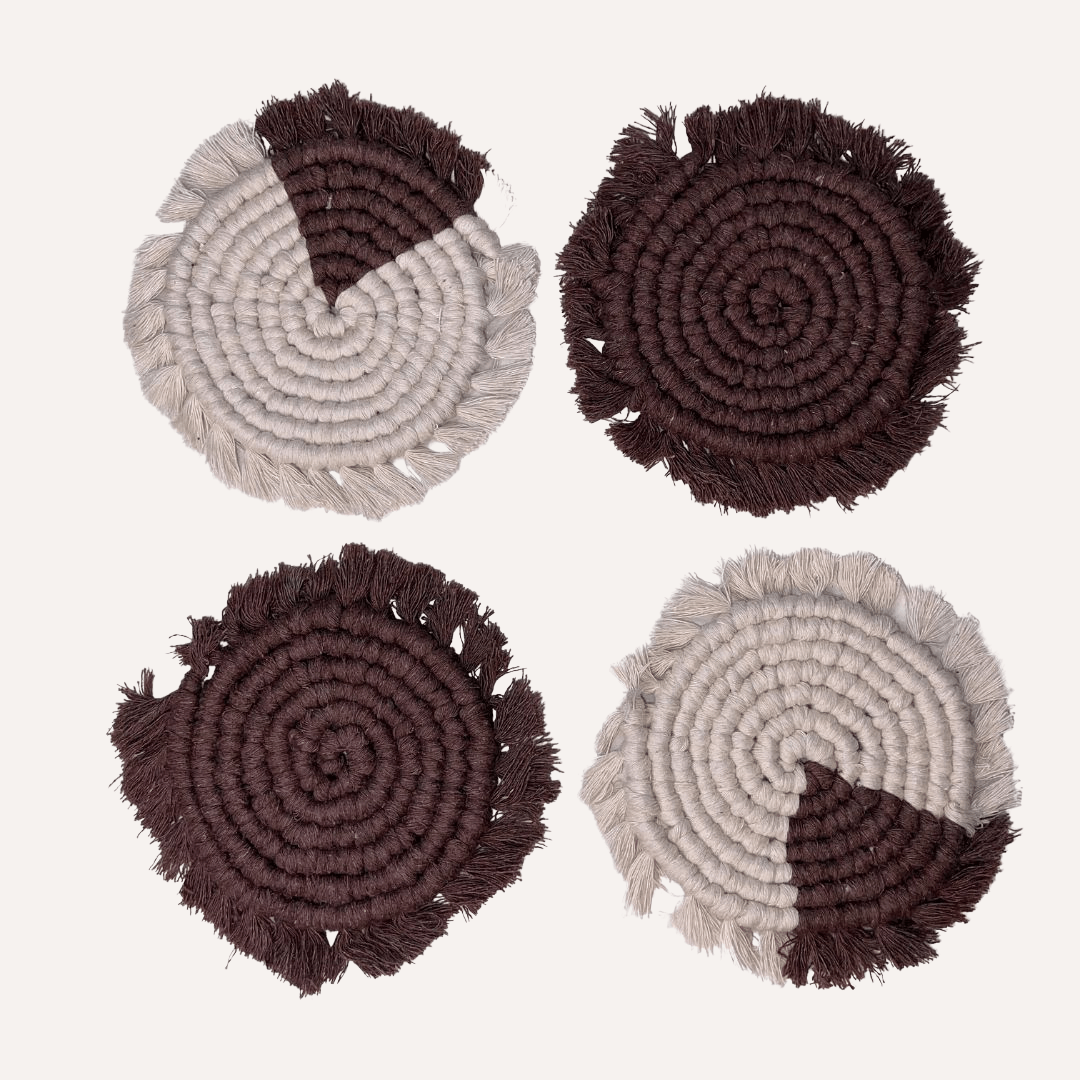Handmade Macrame Coasters | Set of 4 Boho Drink Mats