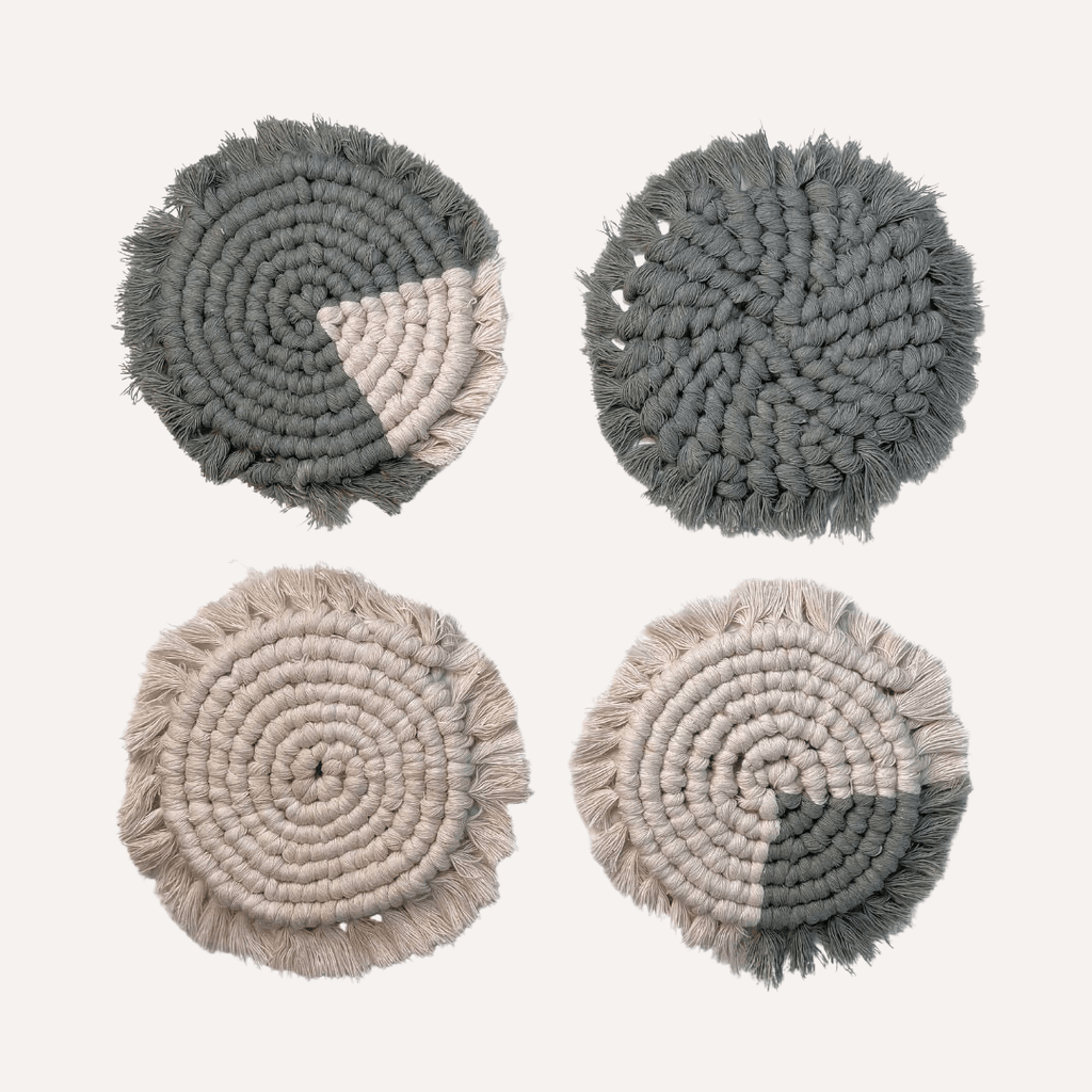 Handmade Macrame Coasters | Set of 4 Boho Drink Mats