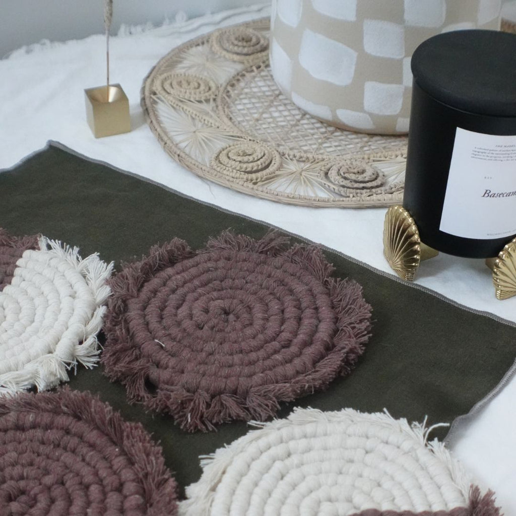 Handmade Macrame Coasters | Set of 4 Boho Drink Mats