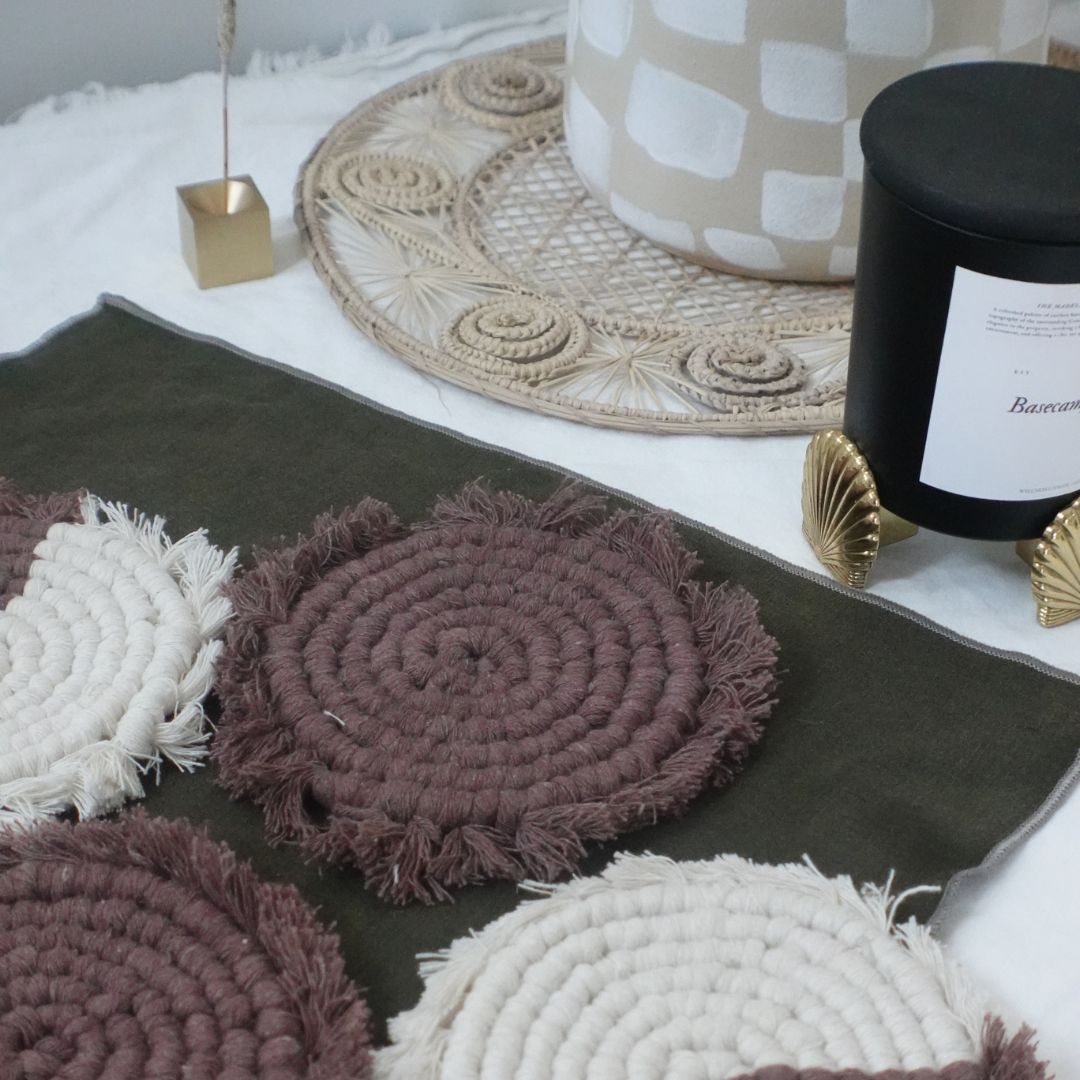 Handmade Macrame Coasters | Set of 4 Boho Drink Mats