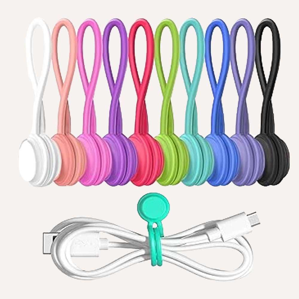 Reusable Silicone Magnetic Cable Ties for Organizing Home and Office Spaces