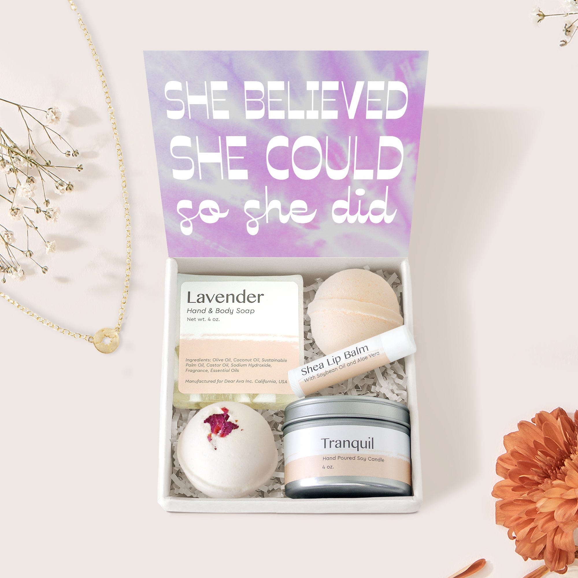 Motivational Compass Necklace Spa Gift Box Set