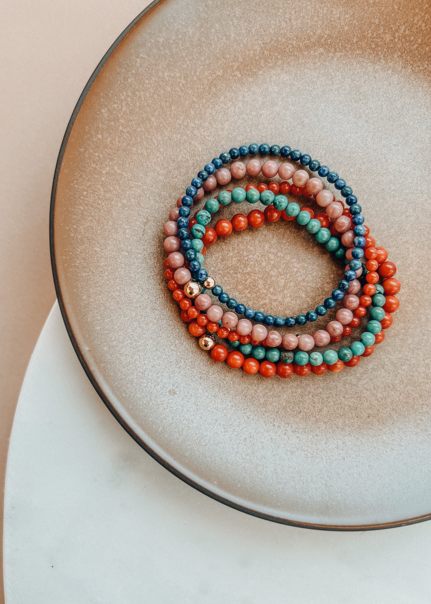 Vintage Collection of Red Coral + 14k Gold Filled || Beaded Bracelet