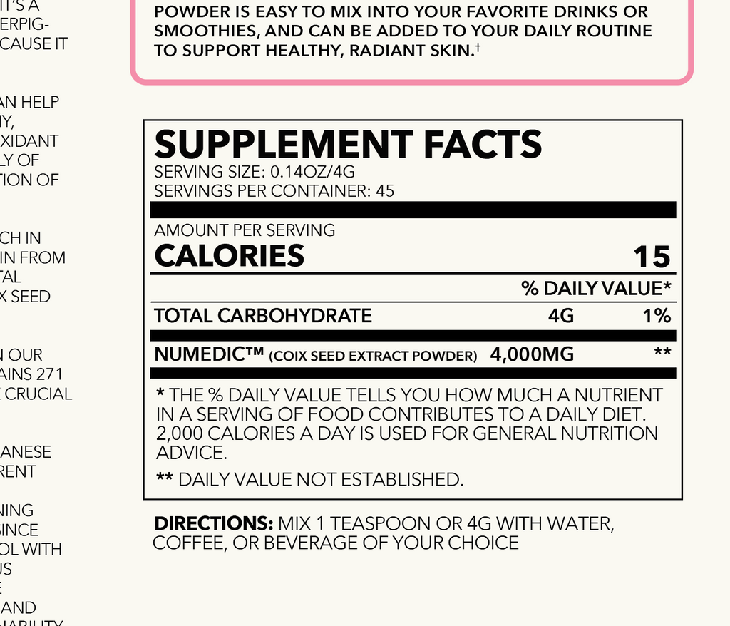 Tone and Glow Coix Seed Extract Powder
