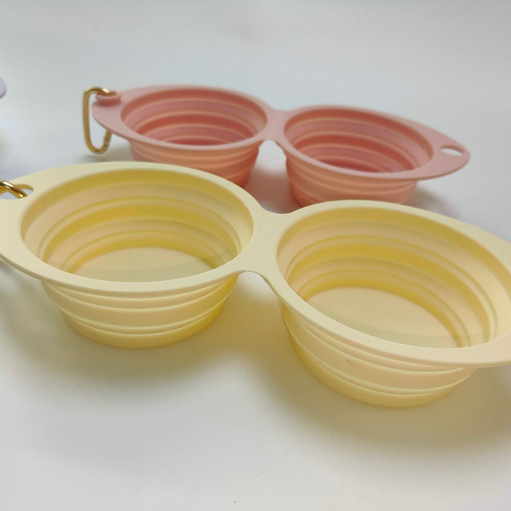 Collapsible Double Pet Bowl – Lightweight & Portable for Travel